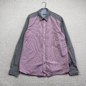 Lacoste Shirt Mens 44 Gingham Color Block Check Pink Button Down Long Sleeve